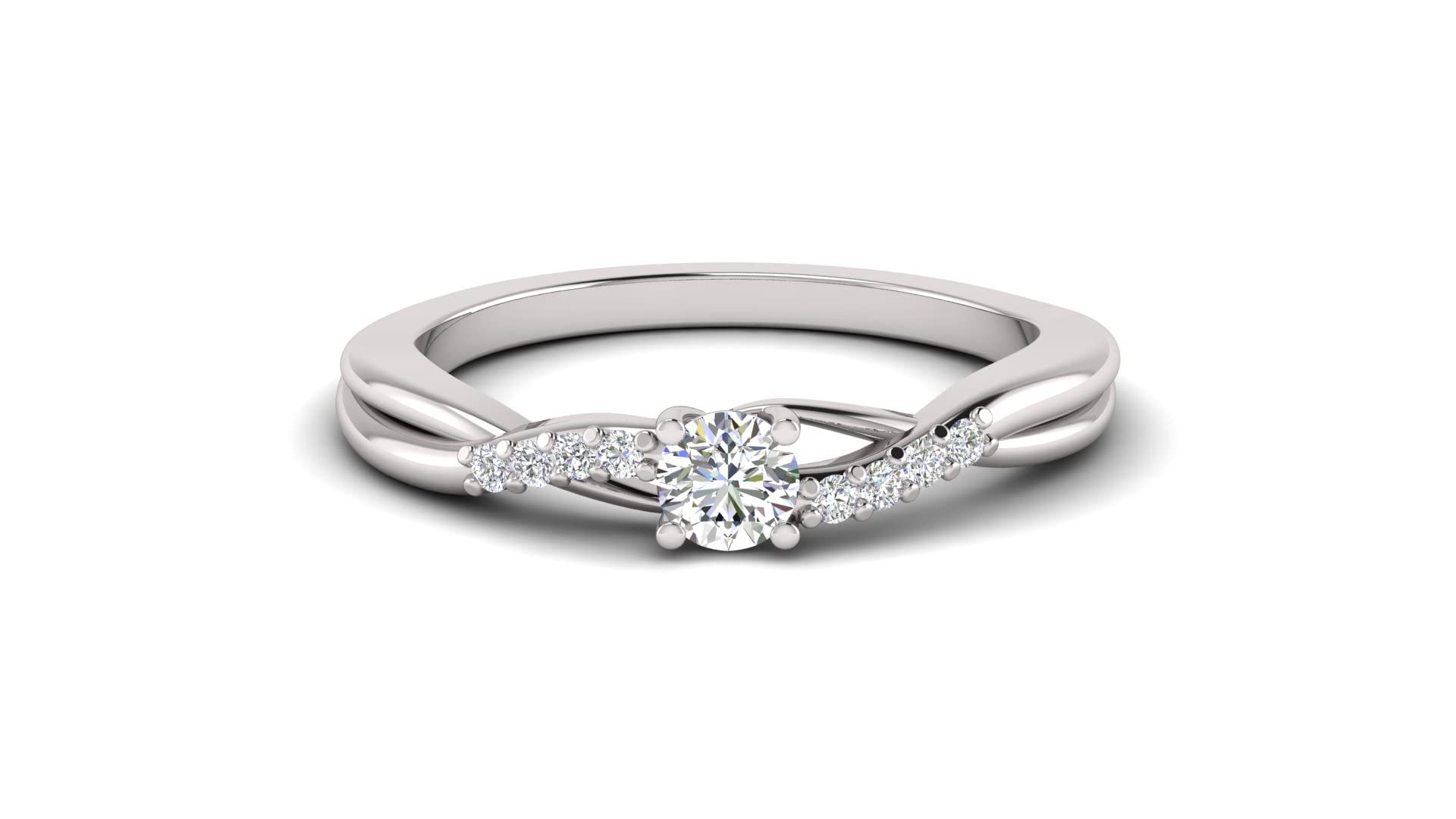 1/2 Carat TW Women's Moissanite and Natural Diamonds Engagement Ring in 10k White Gold, Size 10