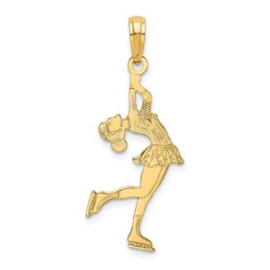 extel medium 14k gold ice skater turning charm, made in usa