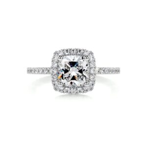 Solid Gold Handmade Engagement Ring 3 CT Radiant Cut Moissanite Diamond Halo Bridal Wedding Rings for Anniversary Propose Gift (10K Solid White Gold)