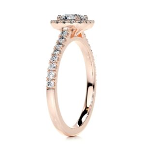 Solid Gold Handmade Engagement Ring 2 CT Round Cut Moissanite Diamond Halo Bridal Wedding Rings for Anniversary Propose Gifts (10K Solid Rose Gold)