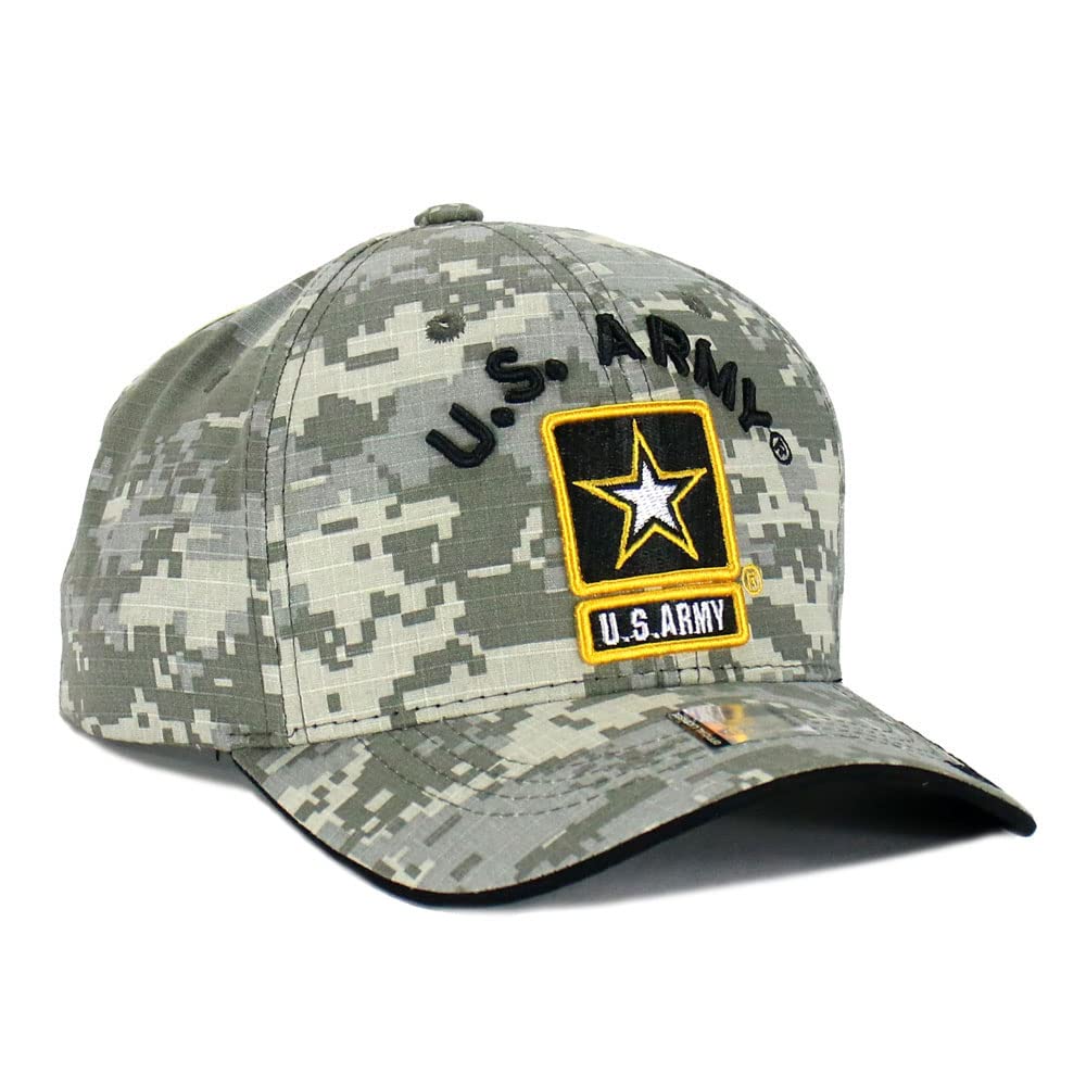 US Army Hat Army Embroidery Military Official Licensed Adjustable Baseball Cap (ACU - Star Logo)