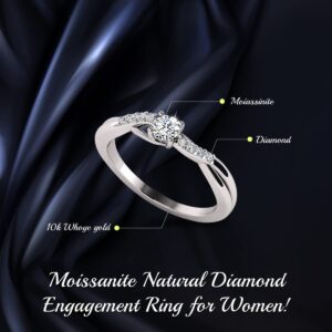 1/2 Carat TW Women's Moissanite and Natural Diamonds Engagement Ring in 10k White Gold, Size 10