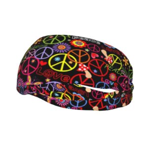 workout headbands for men women hippie peace symbol flower floral stretchy hair bands running sweat bands