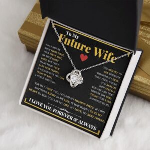 ZILORRA Soulmate Necklace for Women, Wife Necklace from Husband, Girlfriend Necklace from Boyfriend, Birthday Anniversary Christmas, Message Card Jewelry, Gift Box (Standard Box, LOVE KNOT FW - A)