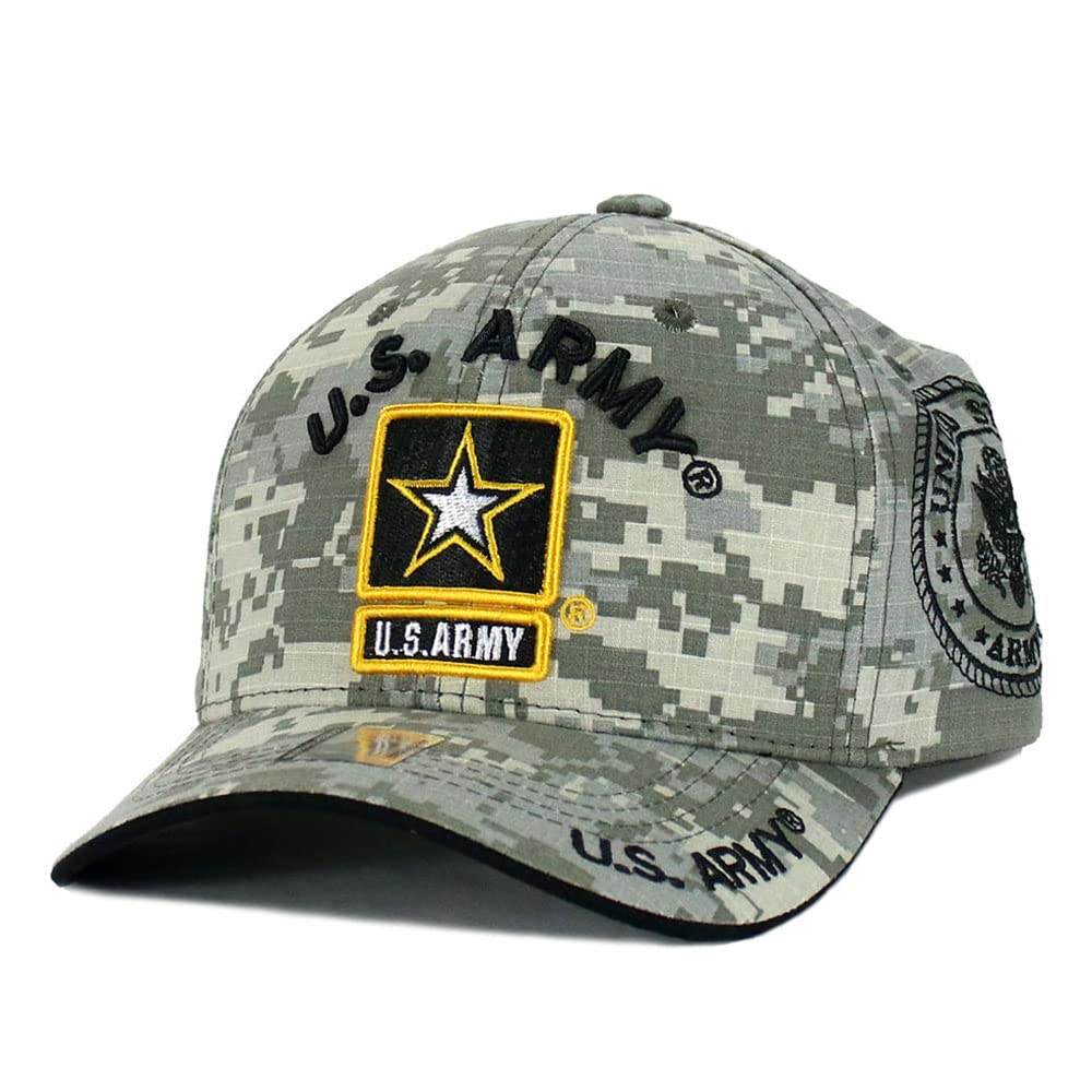 US Army Hat Army Embroidery Military Official Licensed Adjustable Baseball Cap (ACU - Star Logo)