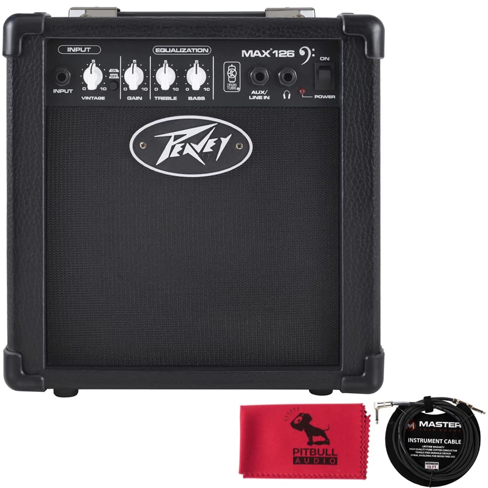 Peavey MAX 126 1x6.5 10-Watt Bass Combo Practice Amp w/Cable & Cloth