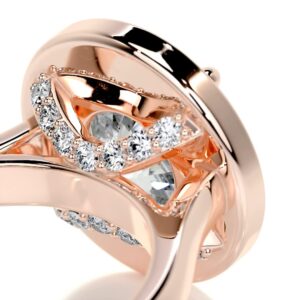 Solid Gold Handmade Engagement Rings 3 CT Round Cut Moissanite Diamond Halo Bridal Wedding Rings for Anniversary Propose Gift (18K Solid Rose Gold)