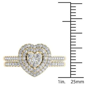 SuanlaTDS 2 Pcs Heart Diamond Engagement Ring Wedding Band for Women Her,Promise Ring Eternity Bands Ring for Anniversary Valentine's Day Birthday Jewelry Gift