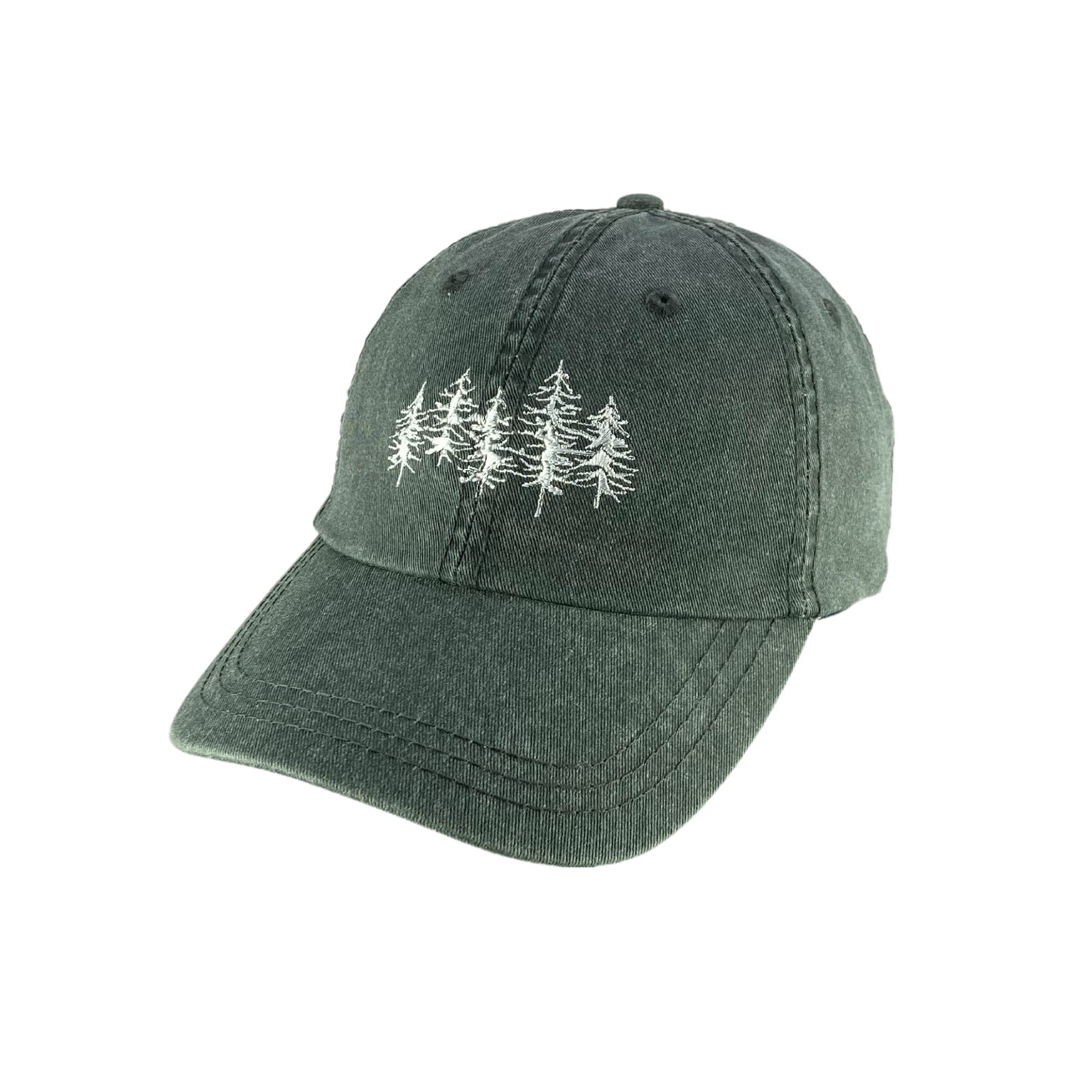 Baseball Cap with Trees, Unisex Low Profile Cotton Washed Hat for Men or Women, Green Nature Gift for Him or Her, Camping Hiking Outdoors Dad Hat