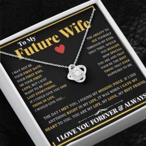 ZILORRA Soulmate Necklace for Women, Wife Necklace from Husband, Girlfriend Necklace from Boyfriend, Birthday Anniversary Christmas, Message Card Jewelry, Gift Box (Standard Box, LOVE KNOT FW - A)