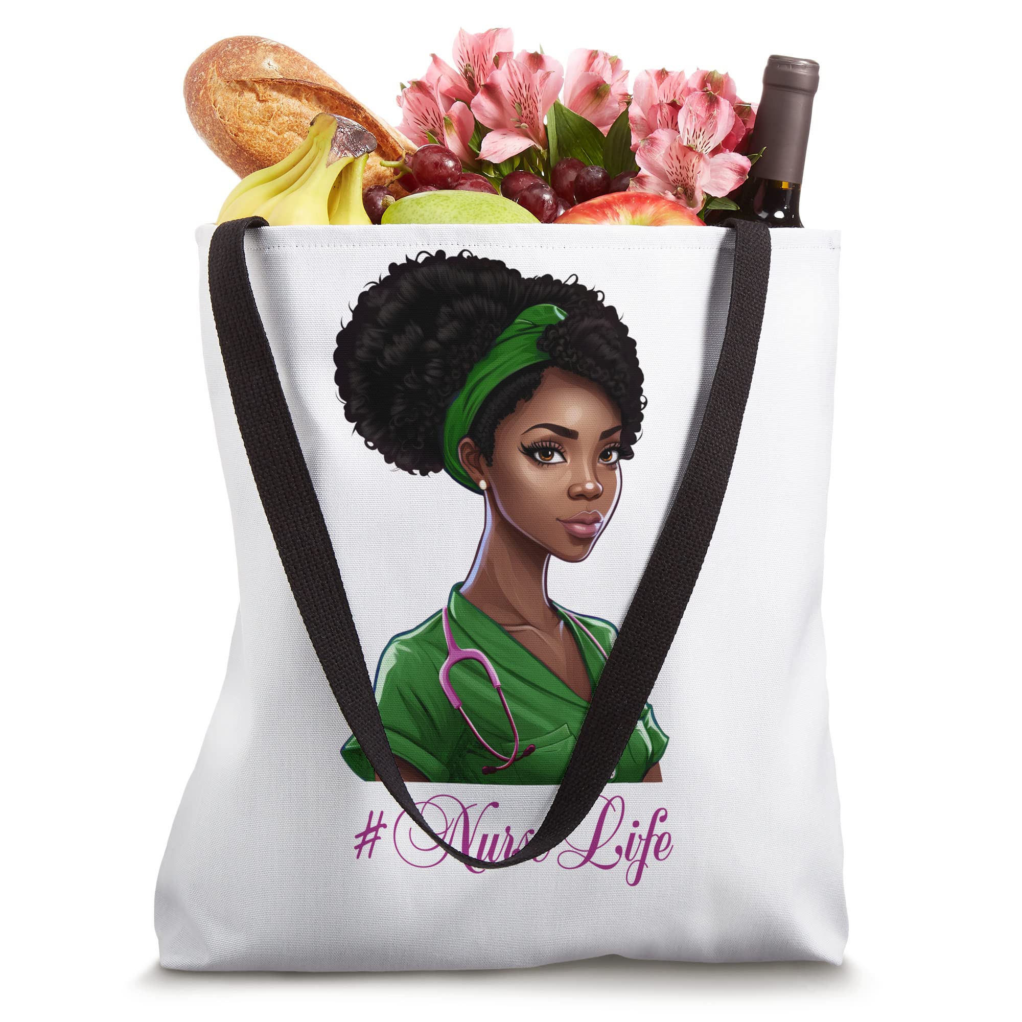 Nurse Life Black Nurse Afro Black Girl Black History Month Tote Bag