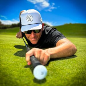 BRIMZ Golf Performance Hat - Breathable Sweat & Water Resistant Golfing Snapback Cap with Tee Holder & Magnetic Ball Marker (White)