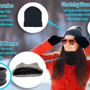 96x Winter Gloves, Beanies, Crew Socks, Neck Warmers Donation Charity Care Bulk Bundle (24 Beanies / 24 Pairs Gloves / 24 Neck Gaiters / 24 Pairs Crew Socks(Black))