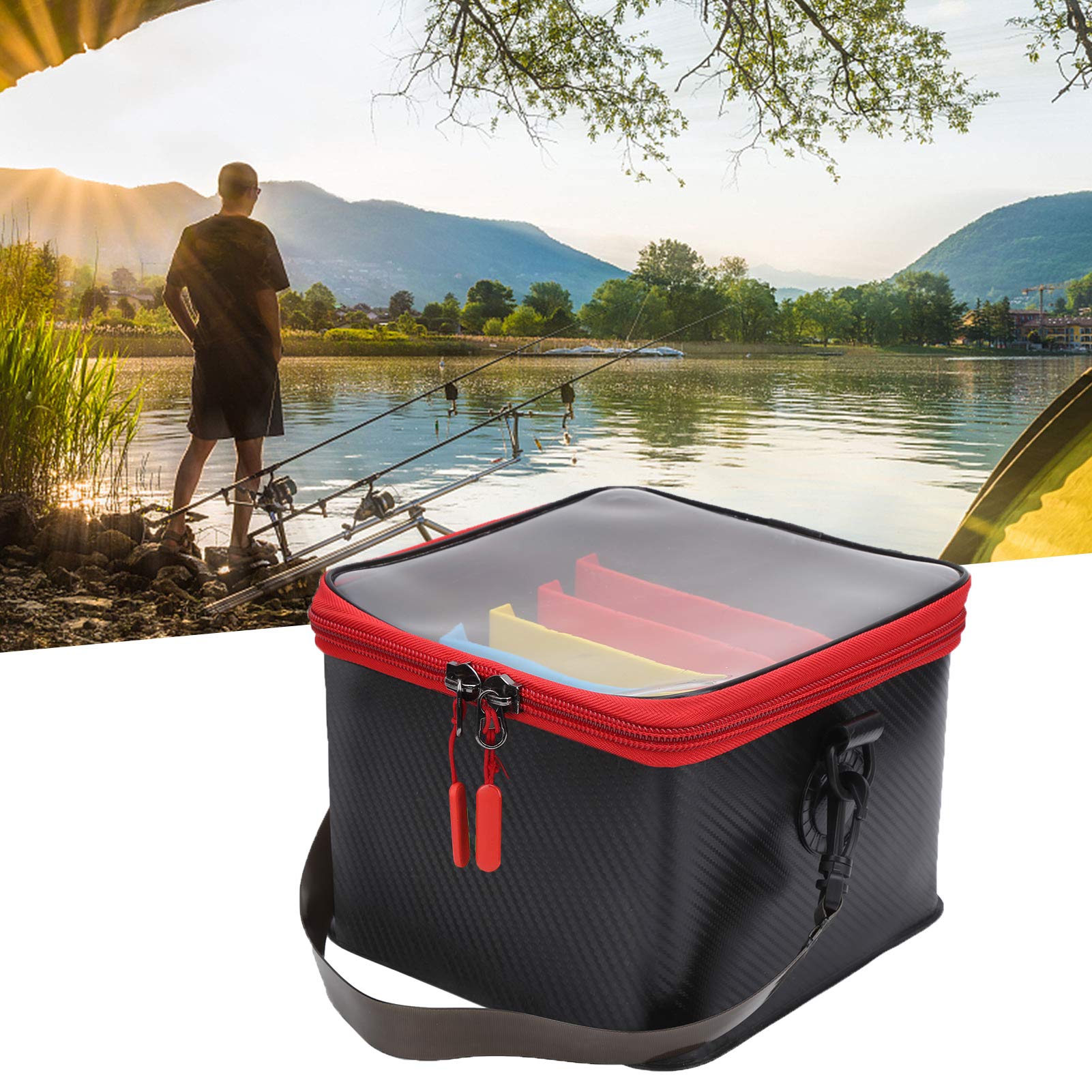 Flbirret Fishing Outdoor Simulate Shrimp Bait Lure Storage Bucket Accessory Box Multifunction