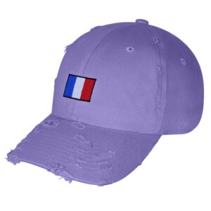 jpak france flag vintage dad hat frayed embroidered cap soccer lilac