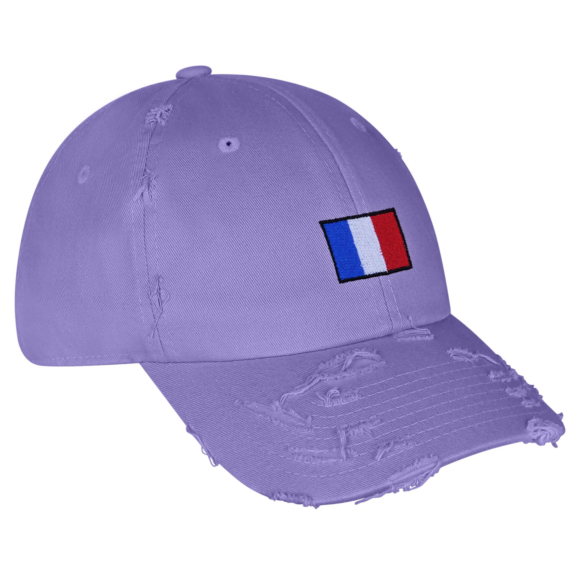 JPAK France Flag Vintage Dad Hat Frayed Embroidered Cap Soccer Lilac