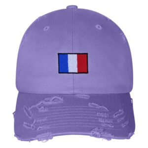 JPAK France Flag Vintage Dad Hat Frayed Embroidered Cap Soccer Lilac