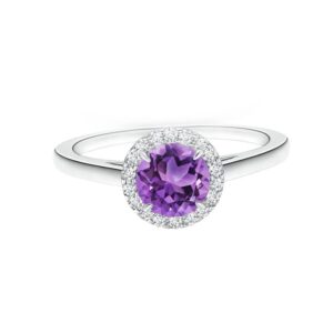 Round 0.75 Ctw Amethyst Gemstone Solitaire 925 Sterling Silver Women Promise Ring Jewelry All Size (Sterling Silver, 10)