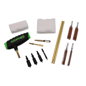 grip deluxe hand gun cleaning kit .22, 9mm, 357, 38, 40, 45 - brushes, patches