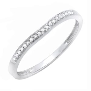 dazzlingrock collection 0.10 carat (ctw) round white diamond minimal dianty anniversary stackable wedding band for her in 10k white gold size 5