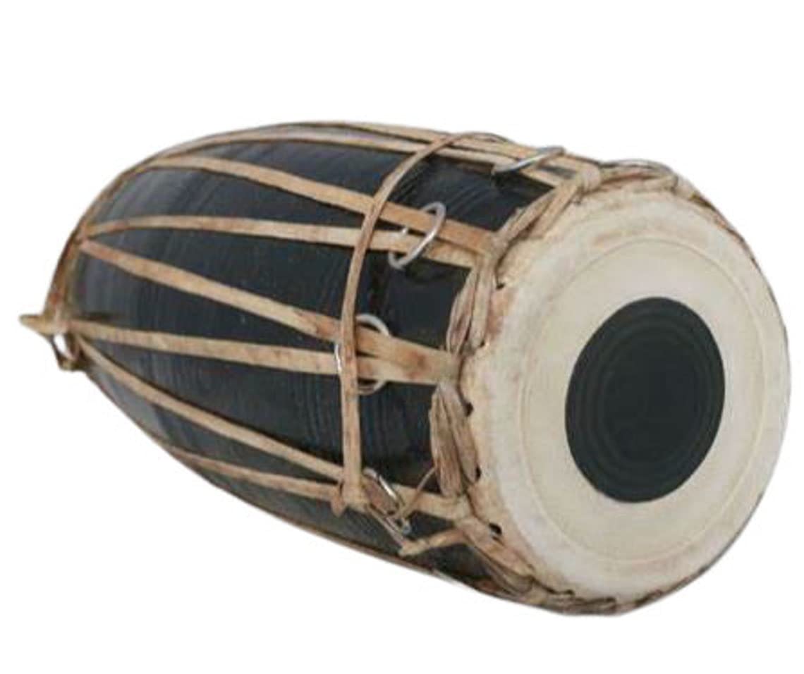 Himalayan Craft Madal Drum Wooden Nepali Folk Instrument Authentic Design 16 IN Large Drum Madal For Fun, For All Age Groups Of Musicians, Gift Birthday Party - Hand Carved In Nepal