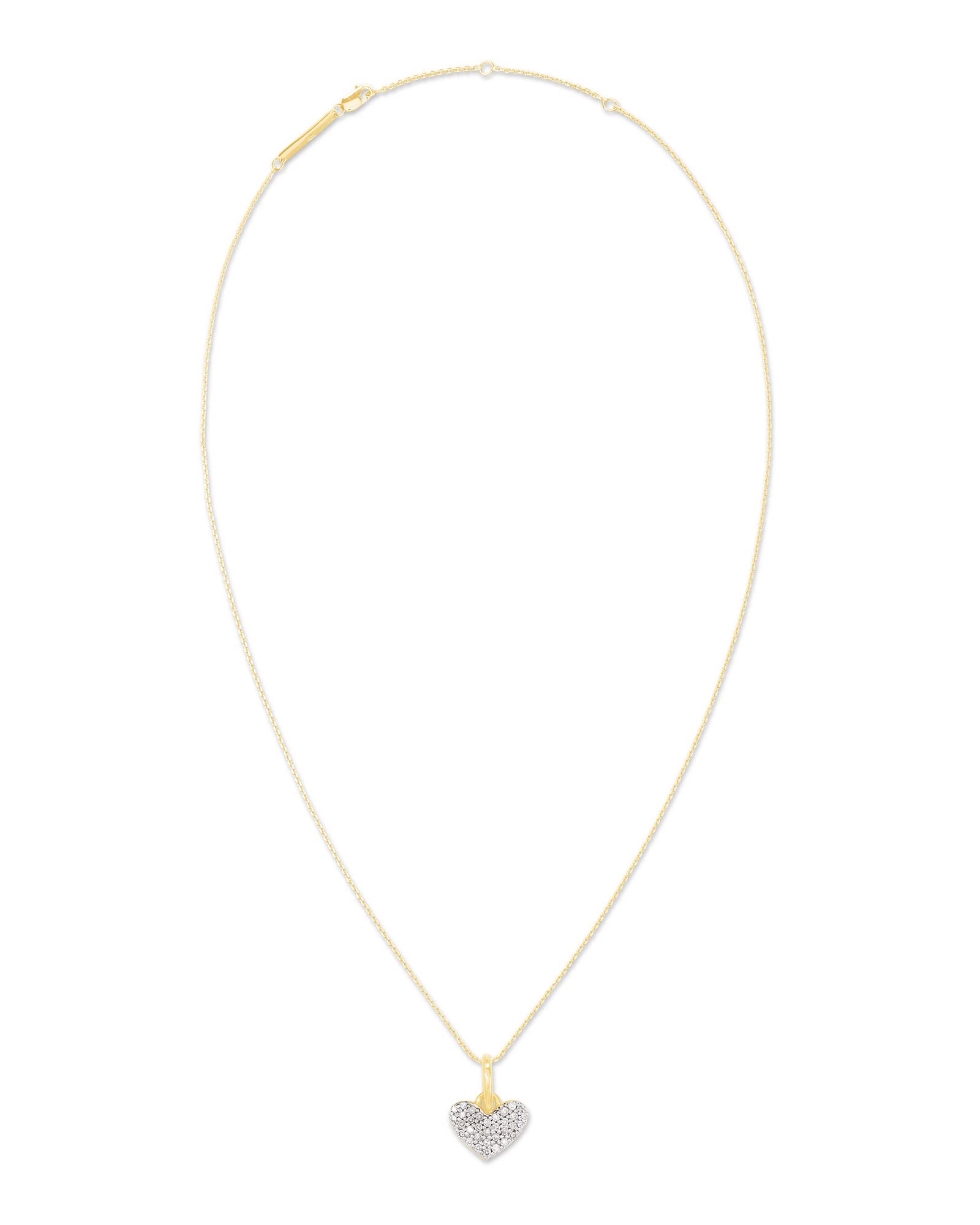 Kendra Scott Ari Pave Heart 18k Gold Vermeil Charm Necklace in White Diamond, Fine Jewelry for Women