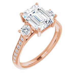 925 Silver,10K/14K/18K Solid Rose Gold Handmade Engagement Ring 2 CT Emerald Cut Moissanite Diamond Solitaire Wedding/Gorgeous Gifts for/Her Wife Ring