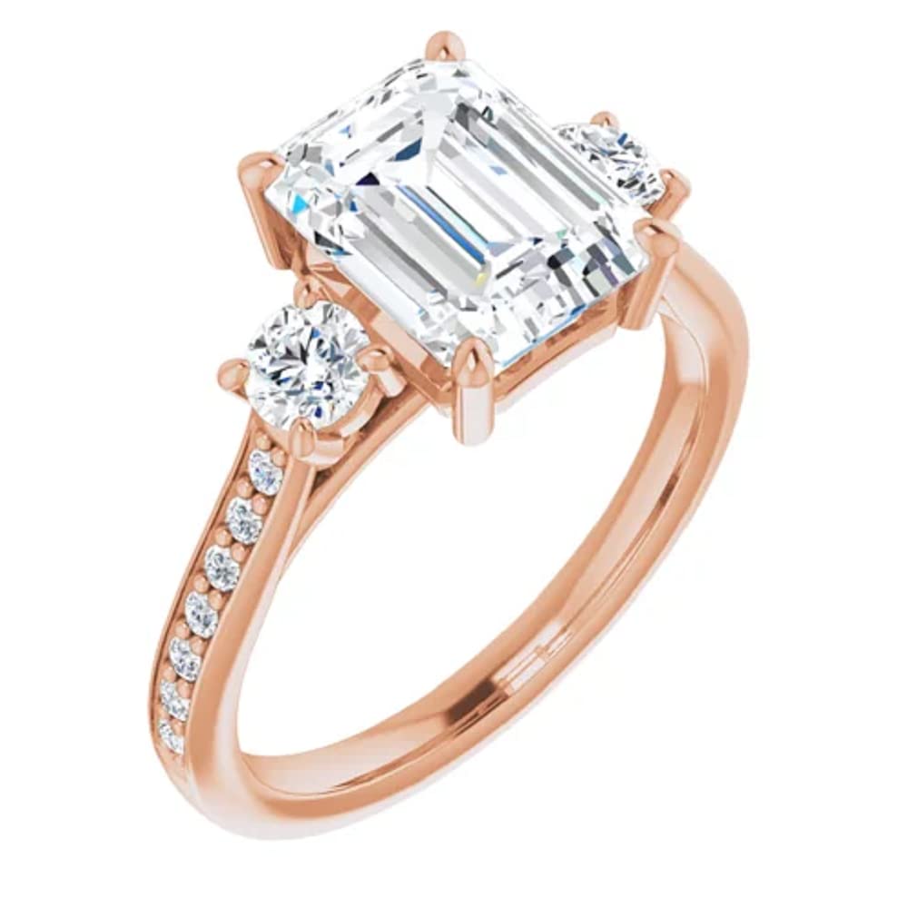 925 Silver,10K/14K/18K Solid Rose Gold Handmade Engagement Ring 2 CT Emerald Cut Moissanite Diamond Solitaire Wedding/Gorgeous Gifts for/Her Wife Ring