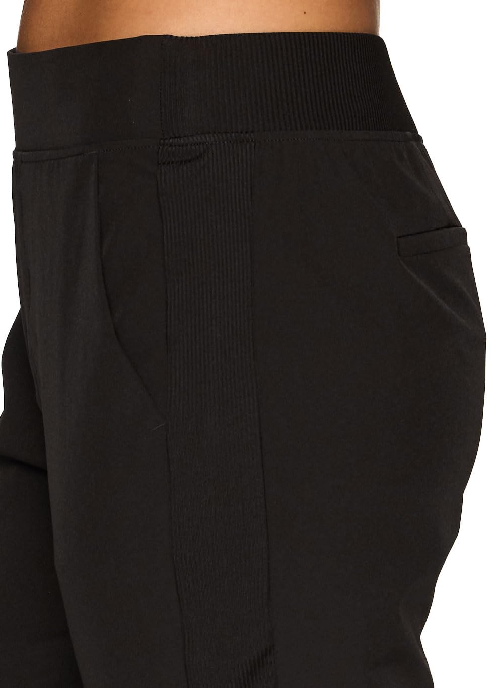 RBX Women's Quick Drying Woven Ankle Pant with Pockets Ribbed Side Jet Black S