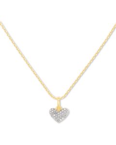 kendra scott ari pave heart 18k gold vermeil charm necklace in white diamond, fine jewelry for women