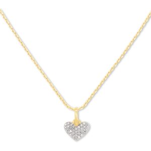 Kendra Scott Ari Pave Heart 18k Gold Vermeil Charm Necklace in White Diamond, Fine Jewelry for Women