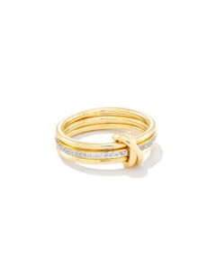 kendra scott tia 18k gold vermeil band ring in white sapphire, fine jewelry for women, size 6