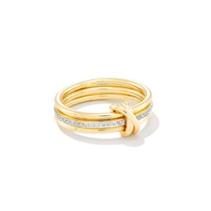 Kendra Scott Tia 18k Gold Vermeil Band Ring in White Sapphire, Fine Jewelry for Women, Size 6