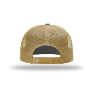 Richardson 168 Hi-Pro Trucker Snapback Cap Bundle with THP Hat & Clothing Brush (Charcoal/Old Gold)