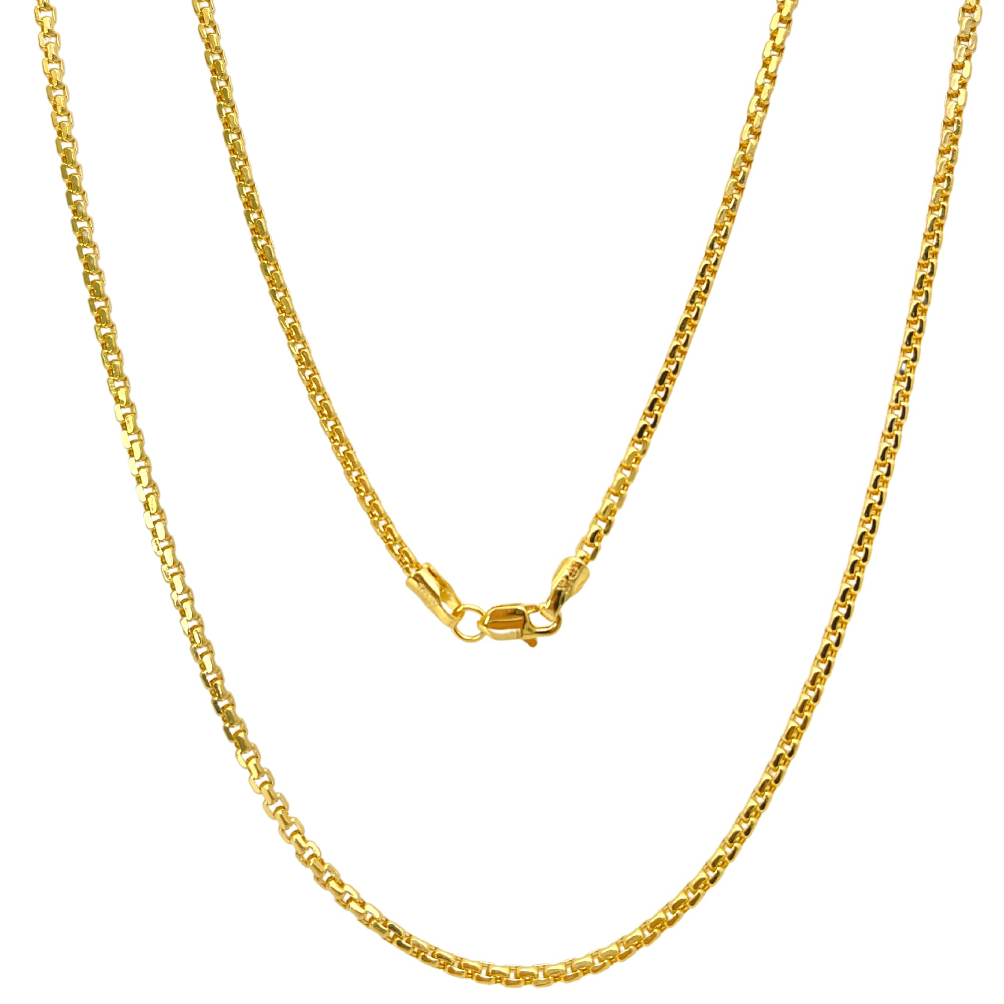 JEWELHEART 14K Real Gold Round Box Chain 1.3mm Yellow Real Gold Chains For Men Diamond Cut Link Chain Necklace For Women with Lobster Clasp 22"