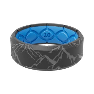 Groove Life 3D Etched Edge Range Deep Stone Silicone Ring Breathable Rubber Wedding Rings for Men, Lifetime Coverage, Unique Design, Comfort Fit Ring - Size 15