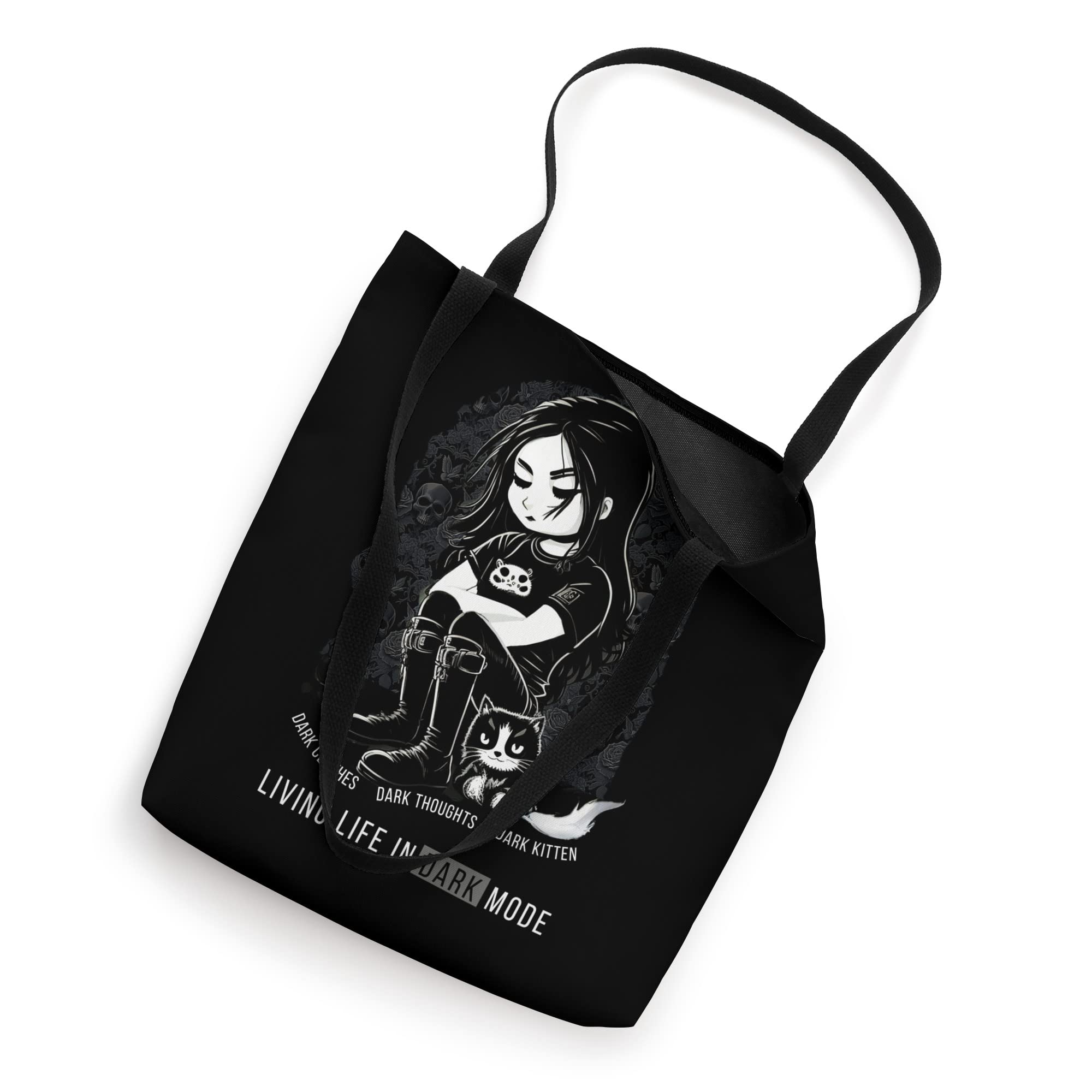 Funny Goth Living In Dark Mode Design Tote Bag