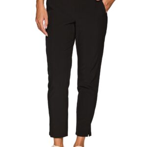 RBX Women's Quick Drying Woven Ankle Pant with Pockets Ribbed Side Jet Black S