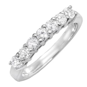 Dazzlingrock Collection 0.50 Carat (Cttw) Round White Diamond 7 Stone Stackable Wedding Band for Women in 10K White Gold Size 7