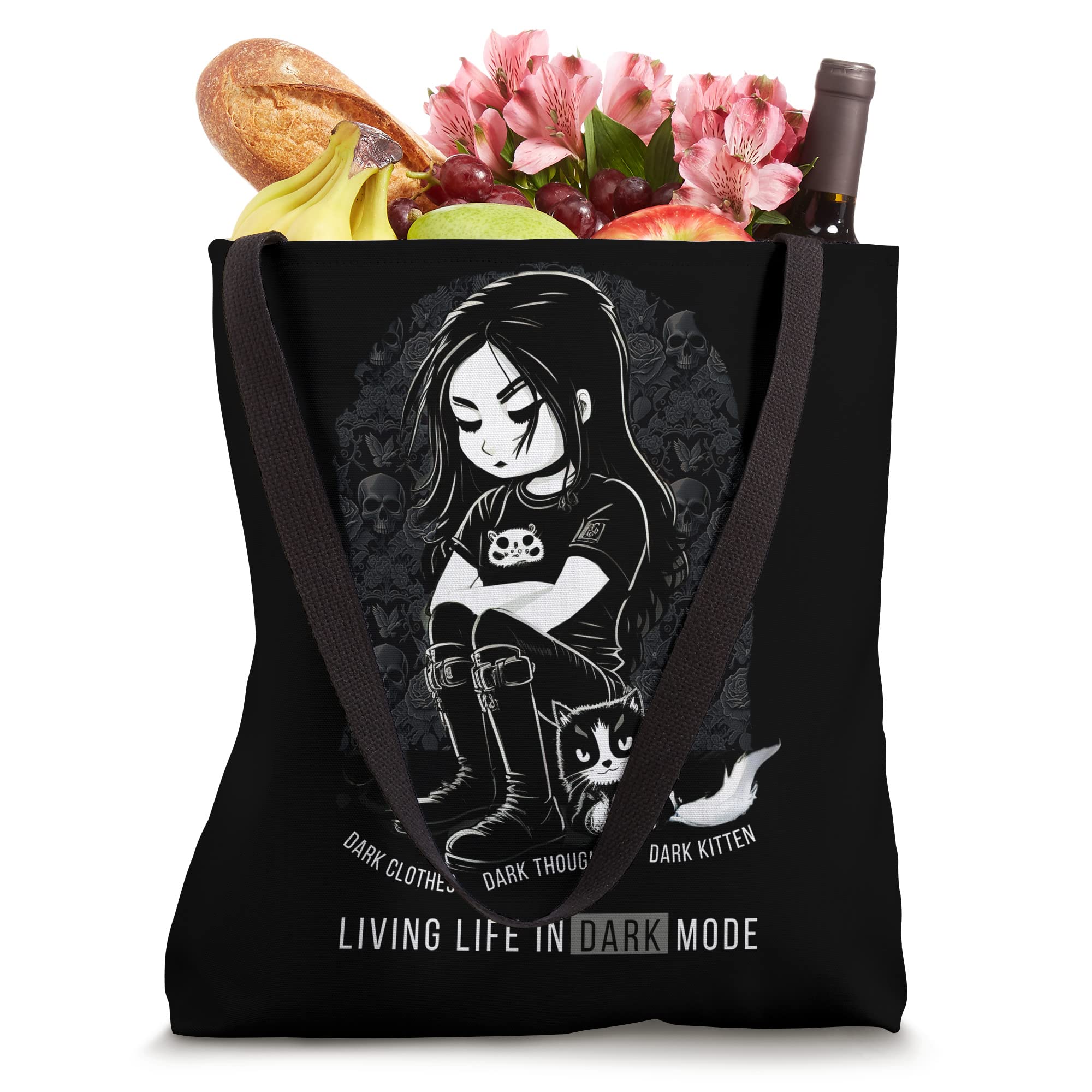 Funny Goth Living In Dark Mode Design Tote Bag