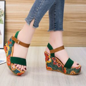 ZHOUXINGB Sandalias para Mujer Elegantes, Womens Business Casual Shoes Formal Sandals Plus Size Water Sandals Arch Support Shoes Hiking Booties Workout Comfy Shoes for Women Green