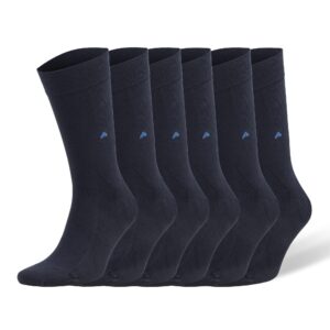 AWS/American Made 6 Pairs Bamboo Dress Socks for Men Seamless Premium Crew Socks Shoe Size 8 to 11.5 (Dark Blue)