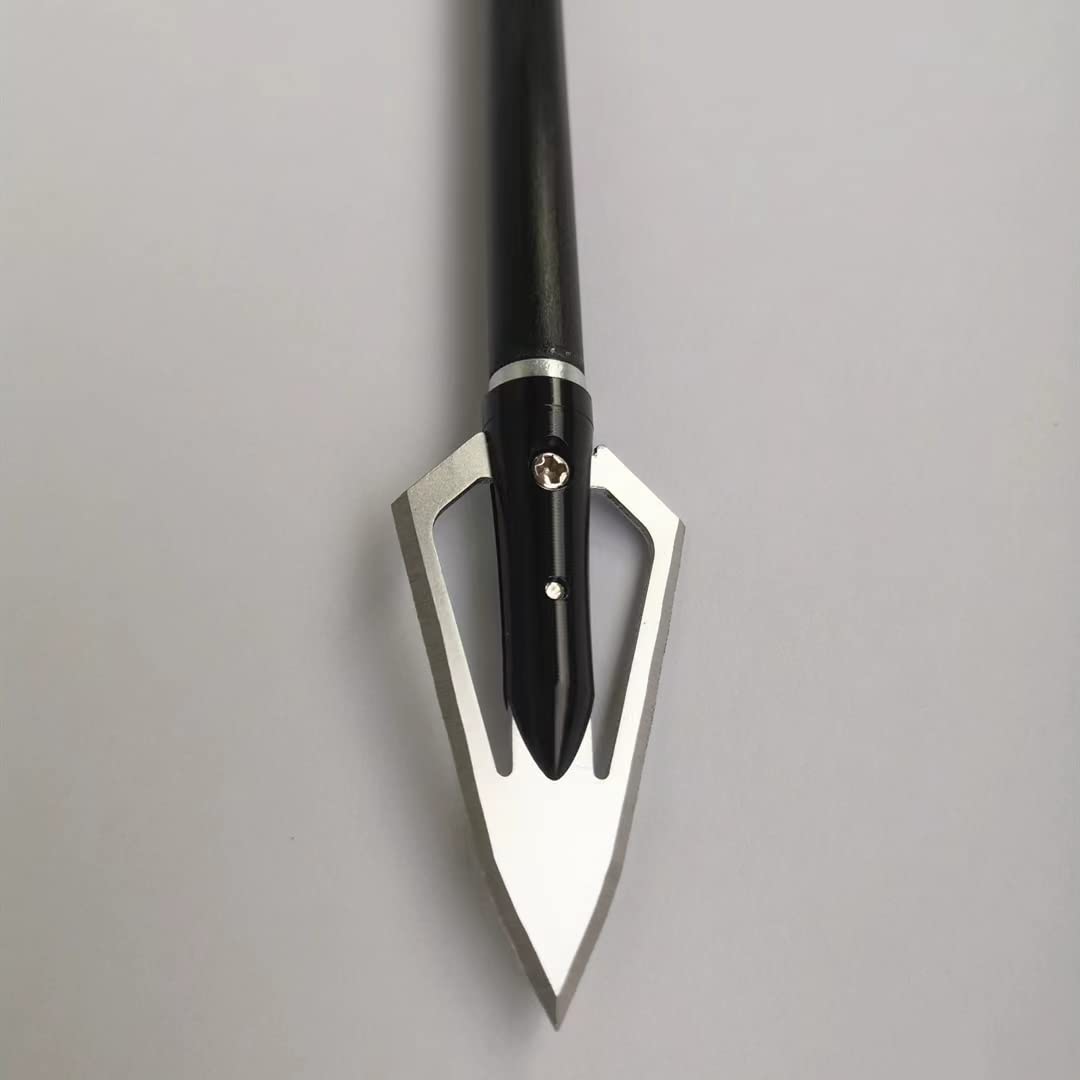 12PK Hawkeye Bow and Arrow Head, 100 Grain Hunting Broadheads 2 Blades for Compound and Recurve Bow and Crossbow Bolts