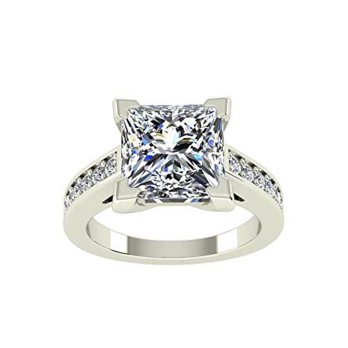 DALOZA 1.90 CT 925 Solitaire With Accents Engagement Wedding Princess Cut Moissanite Ring (3.25)