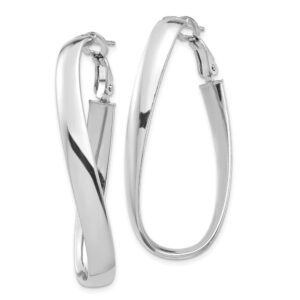 Auriga Fine Jewelry 14K White Gold Polished 5mm Twisted Omega Back Oval Hoop Earrings