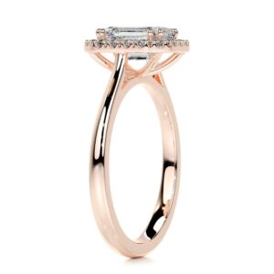 Solid Gold Handmade Moissanite Wedding Rings 2 CT Emerald Cut Diamond Halo Bridal Engagement Rings for Anniversary Propose Gifts (18K Solid Rose Gold)