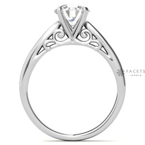 FACETS JEWELS Full White D Color 1.00 Carat Round Cut VVS1 Moissanite Diamond Solitaire ring Engagement And Wedding ring - 925 Sterling Silver Size 6.5