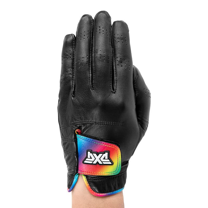 PXG Men's Pride Premium Fit Players Golf Glove - 100% Cabretta Leather with Cotton-Based Elastic Rainbow Wristband (Large, Right Handed Golfers (Worn on Left Hand))