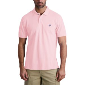 chaps men's polo shirt - classic fit cotton collared short sleeve mens golf shirts - casual work shirts for men (s-2xl), size small, oxford pink