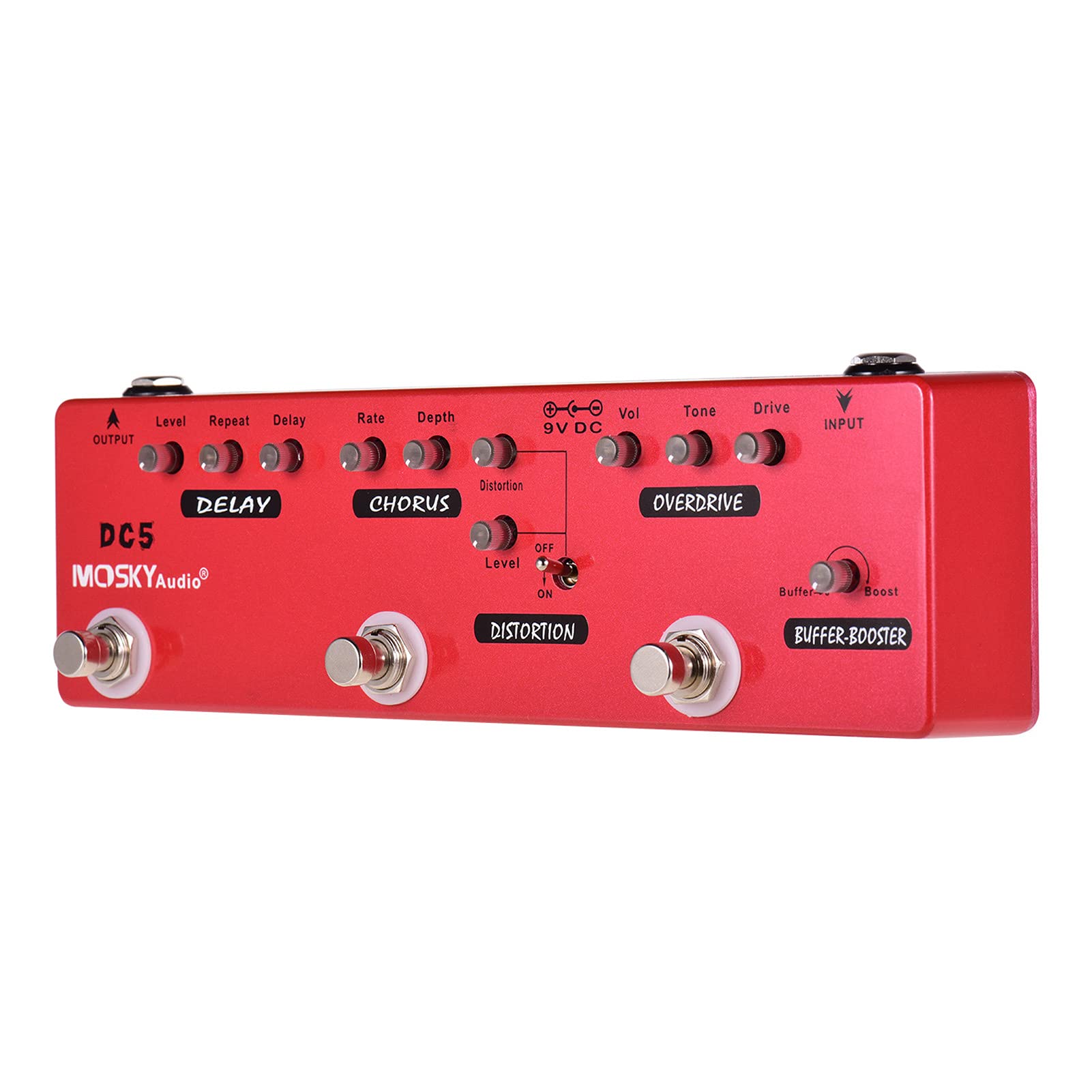 mewmewcat DC5 6-in-1 Guitar Multi-Effects Pedal Delay + Chorus + Distortion + Overdrive + + Buffer Full Metal Shell with True Bypass,overdrive effect pedal